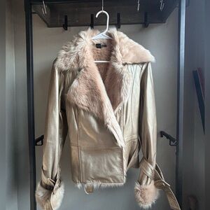 NWOT Cream leather INC jacket!